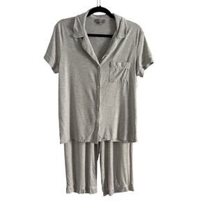 Loft Gray Notch Collar Capri Pajama Set Women's Size Small Modal